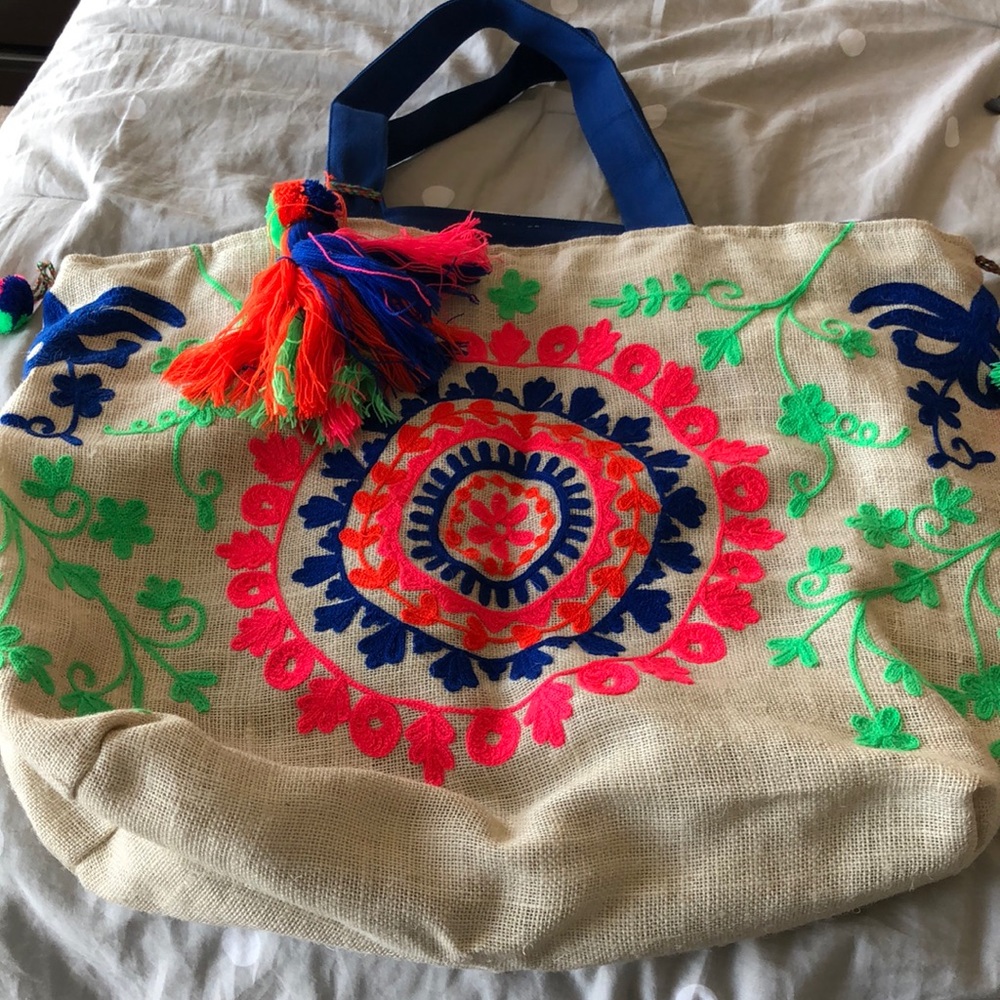 Embroidered tote. Large inside